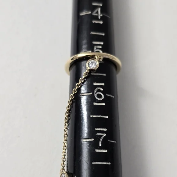 Gold Sterling Silver 925 Slave Chain Bracelet With Ring - Picture 8 of 11